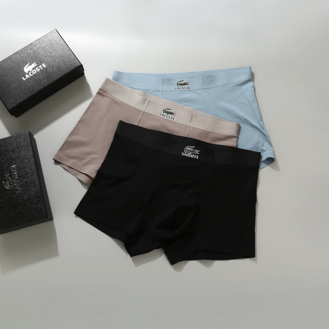 Lacoste Cotton Men's Boxer Briefs - 3-Piece Box