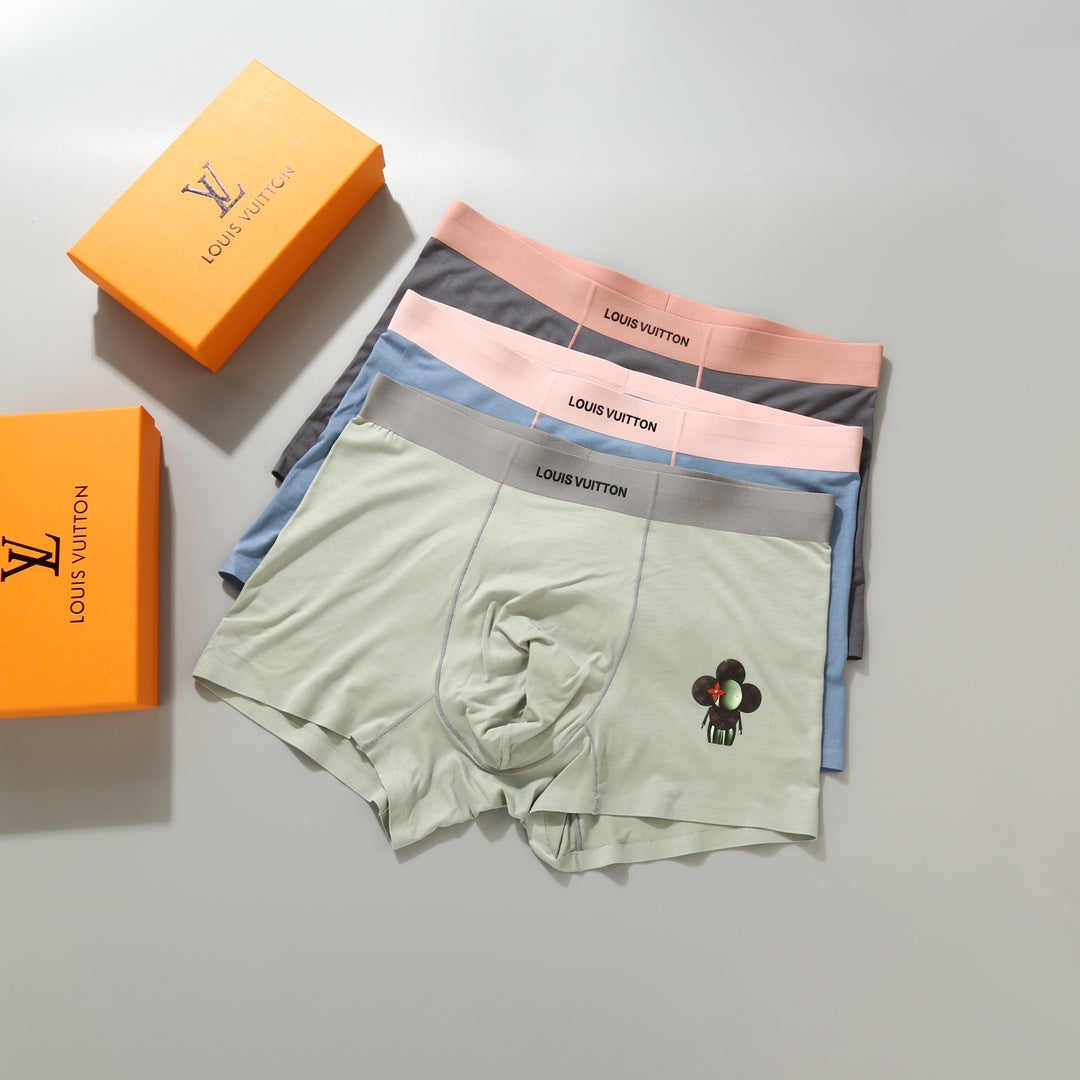 Louis Vuitton Floral Front Patches Men's Boxer Briefs - 3-Piece Box