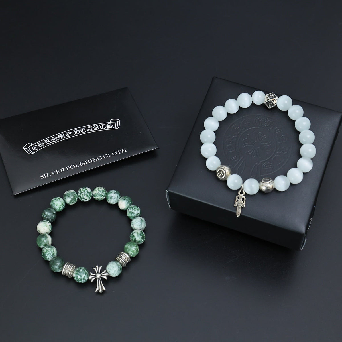 Martin Graham beaded bracelet in polished metal-tone – styled product view