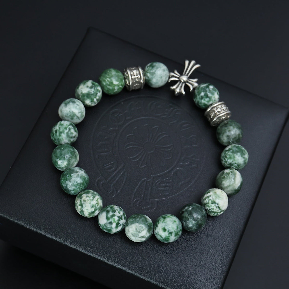 Martin Graham beaded bracelet in polished metal-tone – front product view