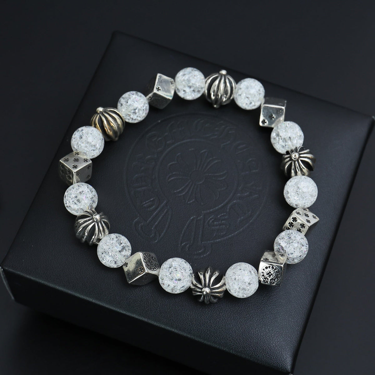 Martin Graham beaded bracelet in polished metal-tone – front product view