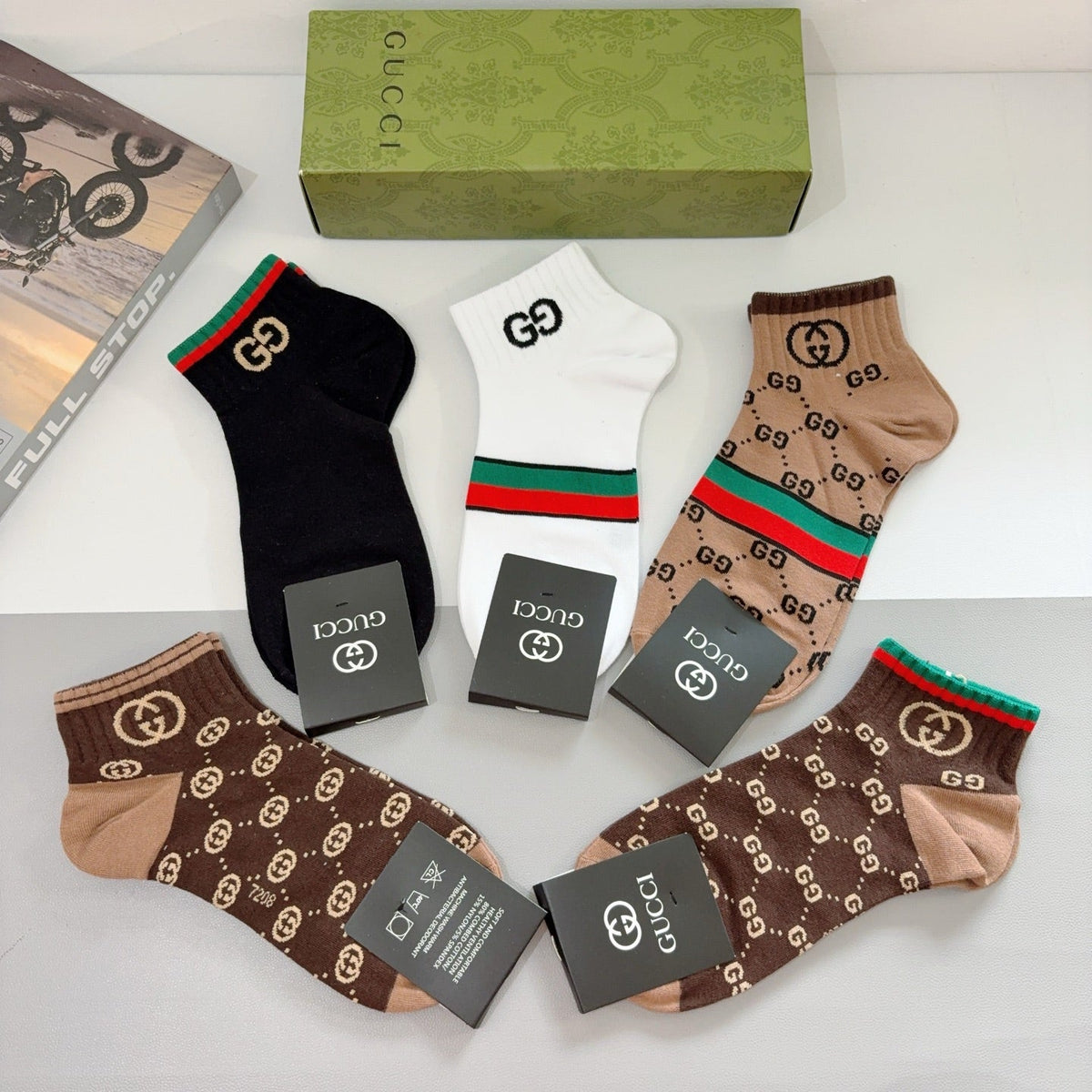 Gucci Mixed Monogram Crew Socks - Box of 5 Pairs