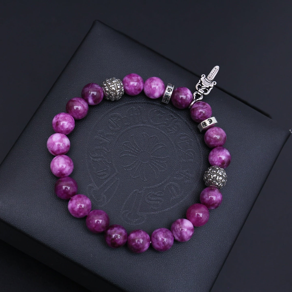 Martin Graham beaded bracelet in polished metal-tone – close-up detail