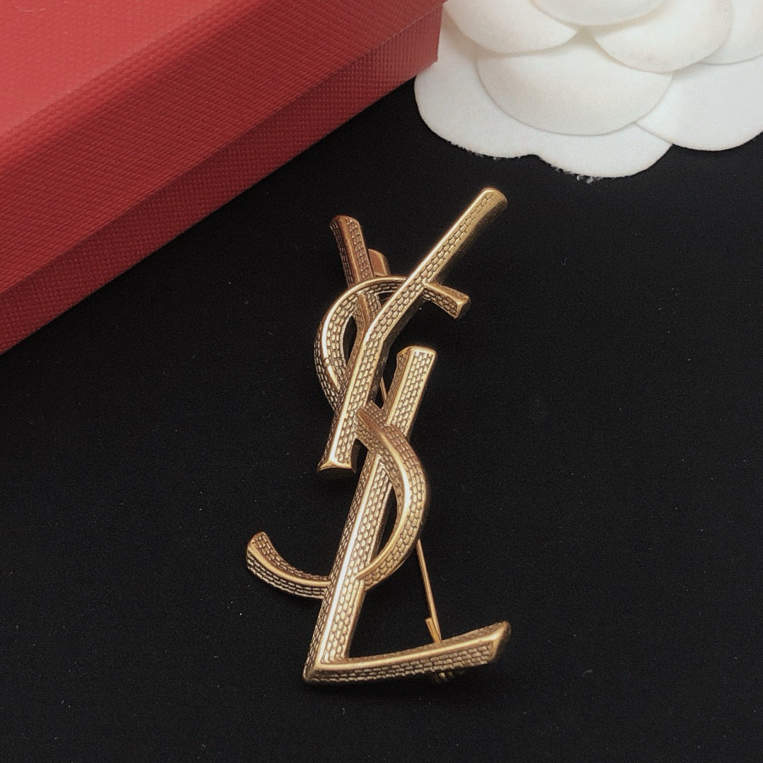 Martin Graham brooch in polished metal-tone – front product view