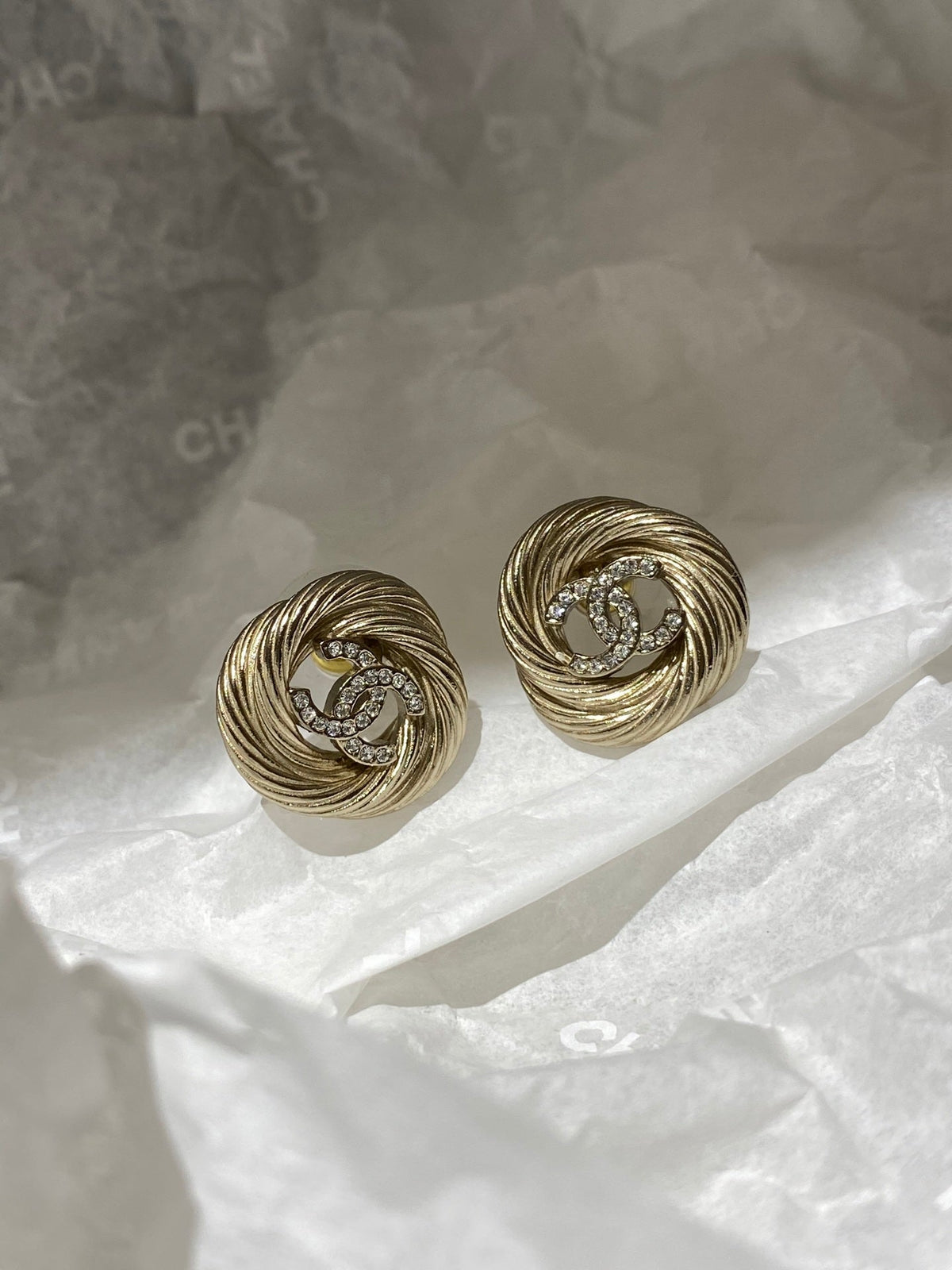 Martin Graham stud earrings in polished metal-tone – front product view