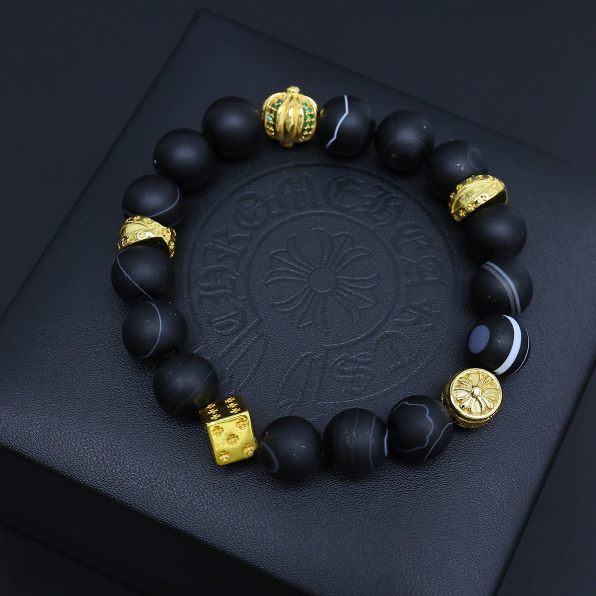 Martin Graham beaded bracelet in polished metal-tone – side detail