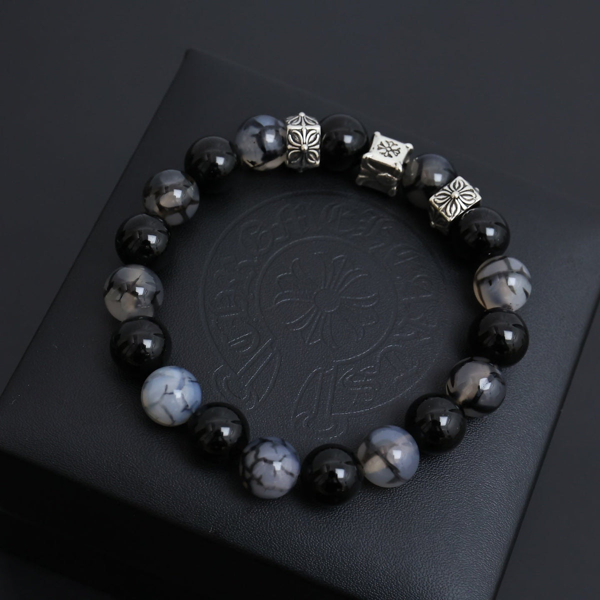 Martin Graham beaded bracelet in polished metal-tone – side detail