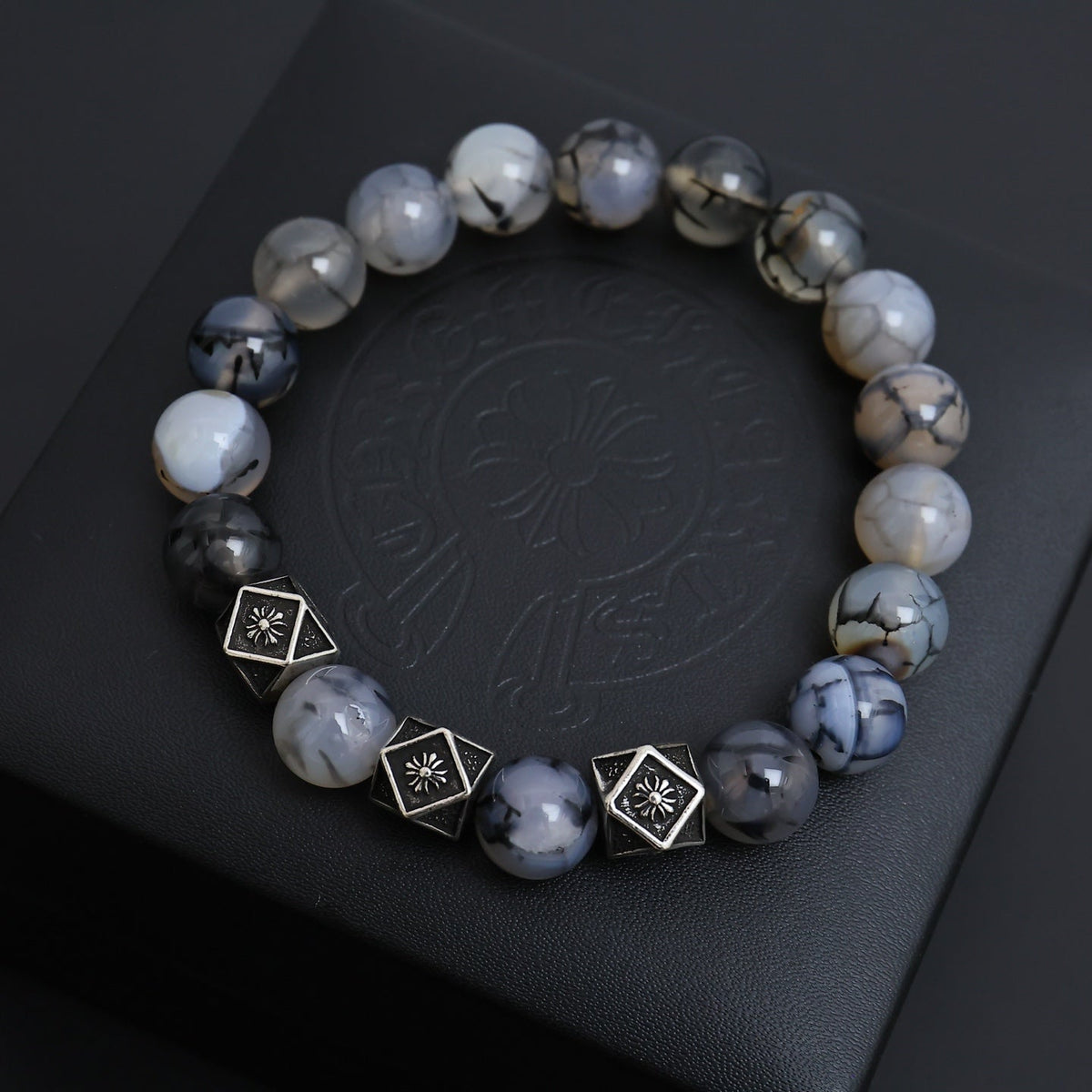 Martin Graham beaded bracelet in polished metal-tone – front product view