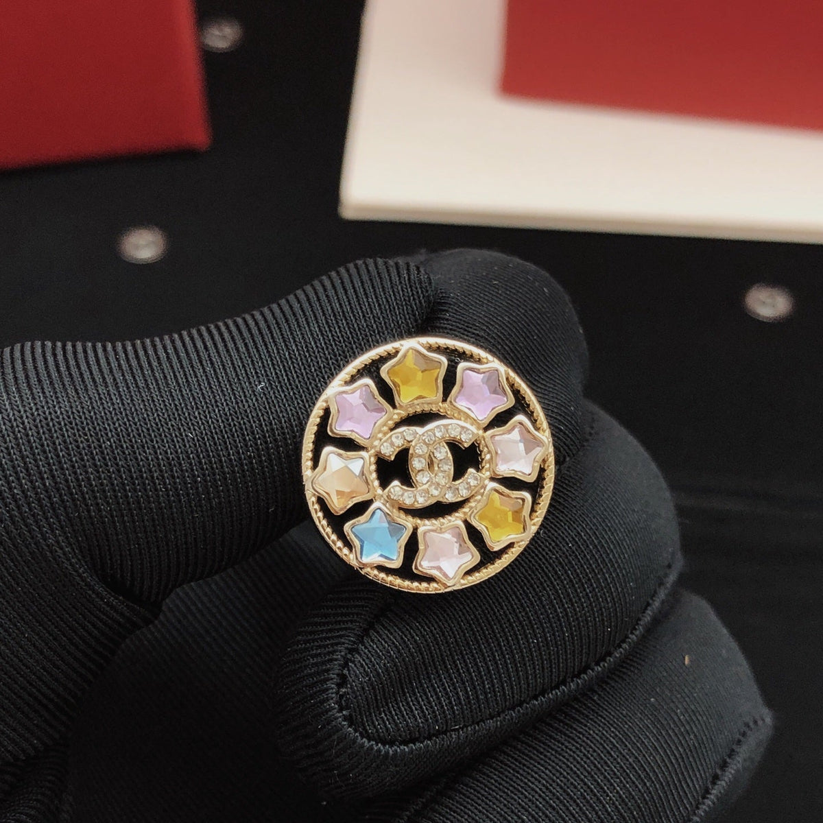 Martin Graham stud earrings in polished metal-tone – front product view