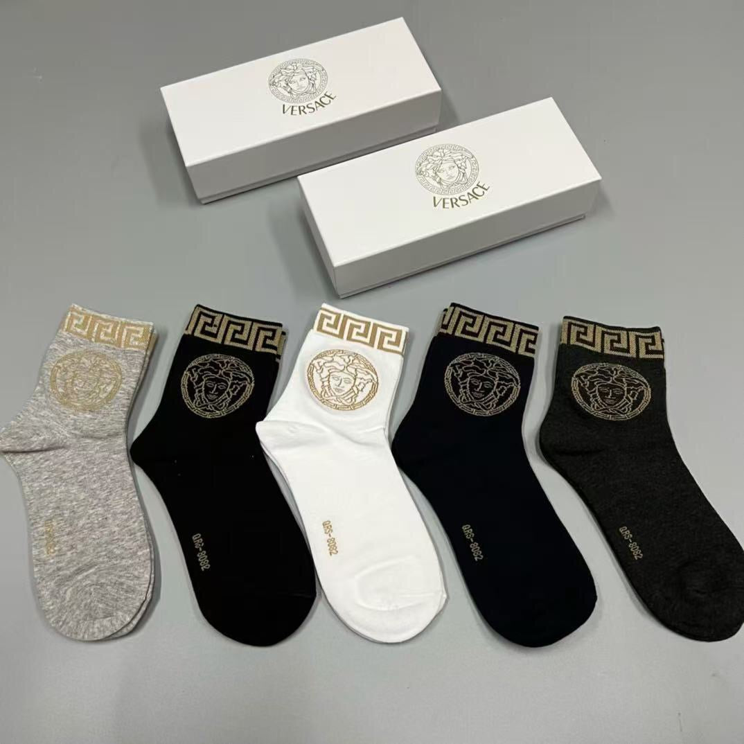 Versace Cotton Short Socks - 5-Pair Pack