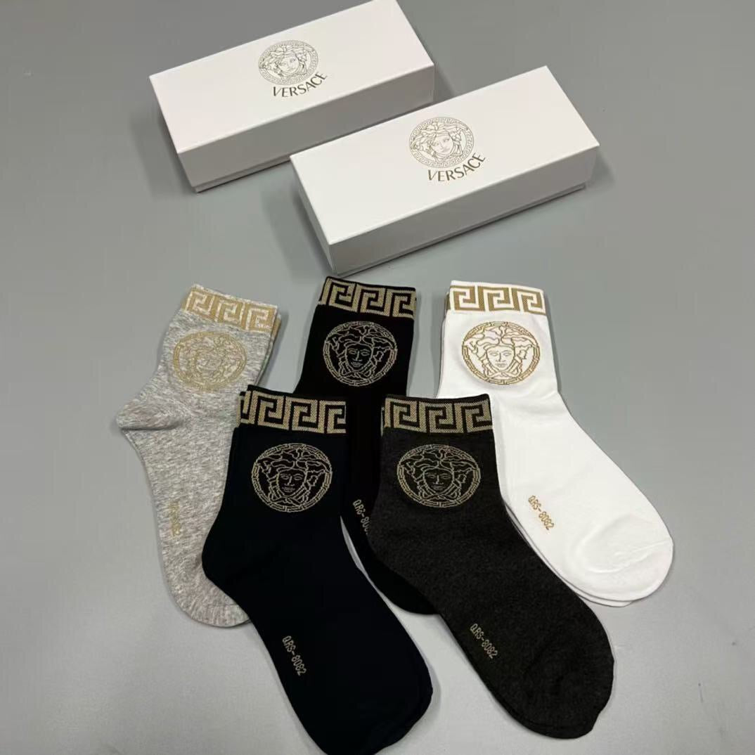 Versace Cotton Short Socks - 5-Pair Pack