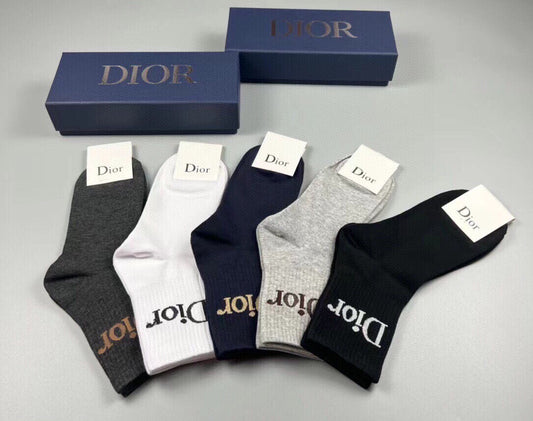 Dior Cotton Short Socks - 5-Pair Pack