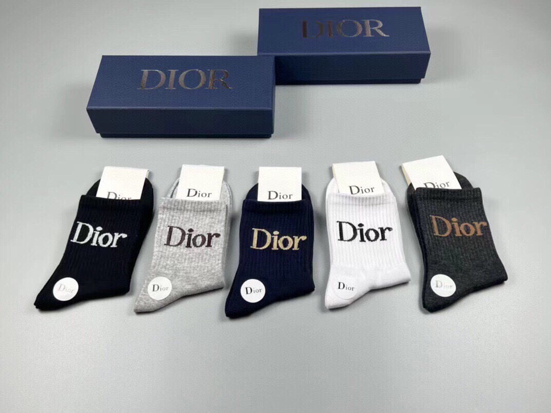 Dior Cotton Short Socks - 5-Pair Pack
