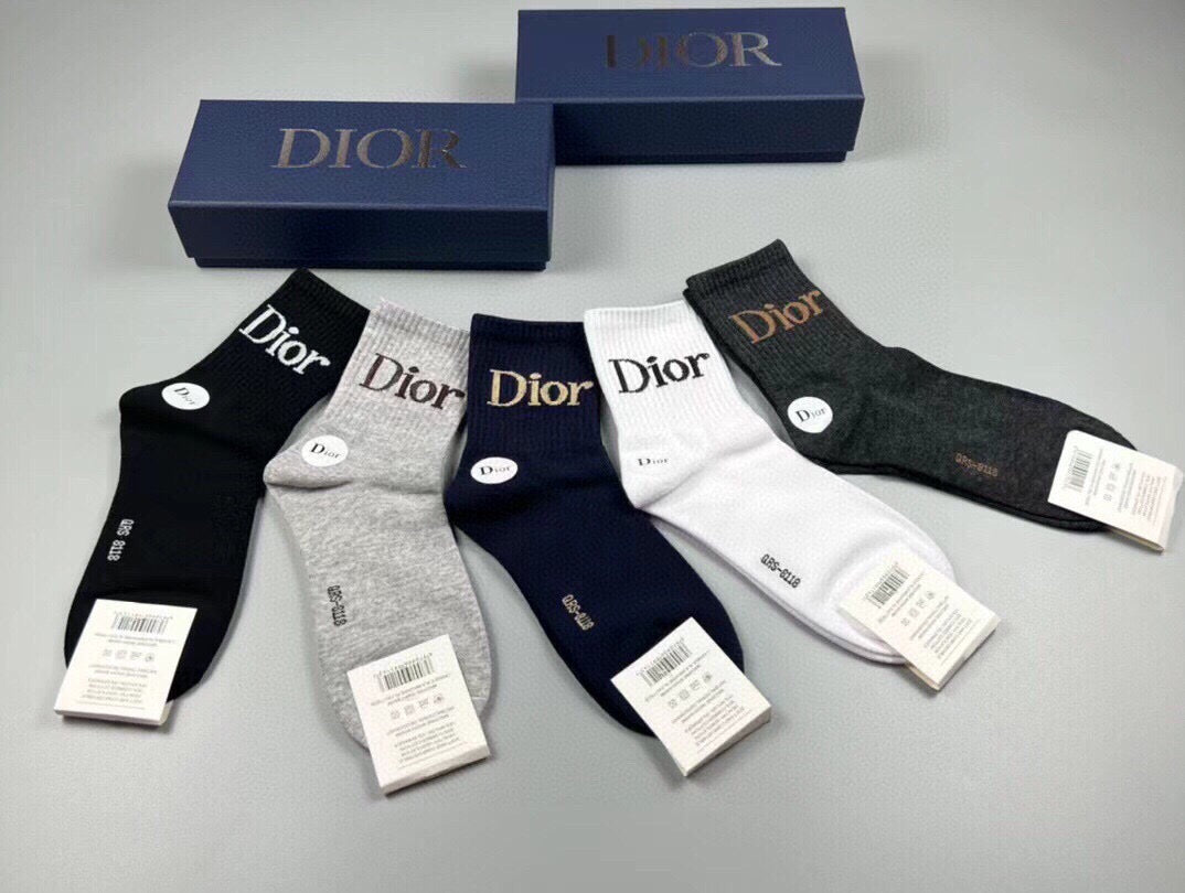 Dior Cotton Short Socks - 5-Pair Pack