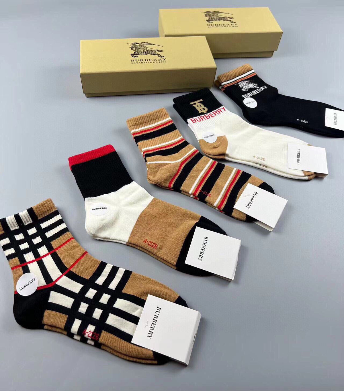Burberry Crew Socks - 5-Pair Pack