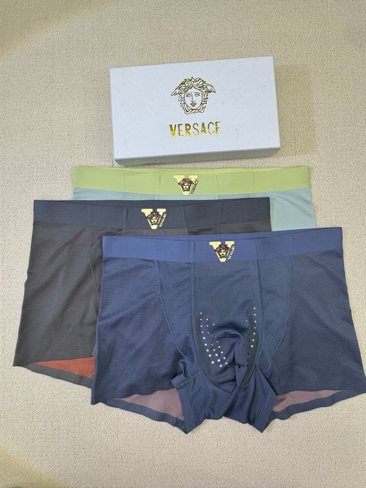 Versace Nylon Blend Men's Boxer Briefs - 3-Piece Box
