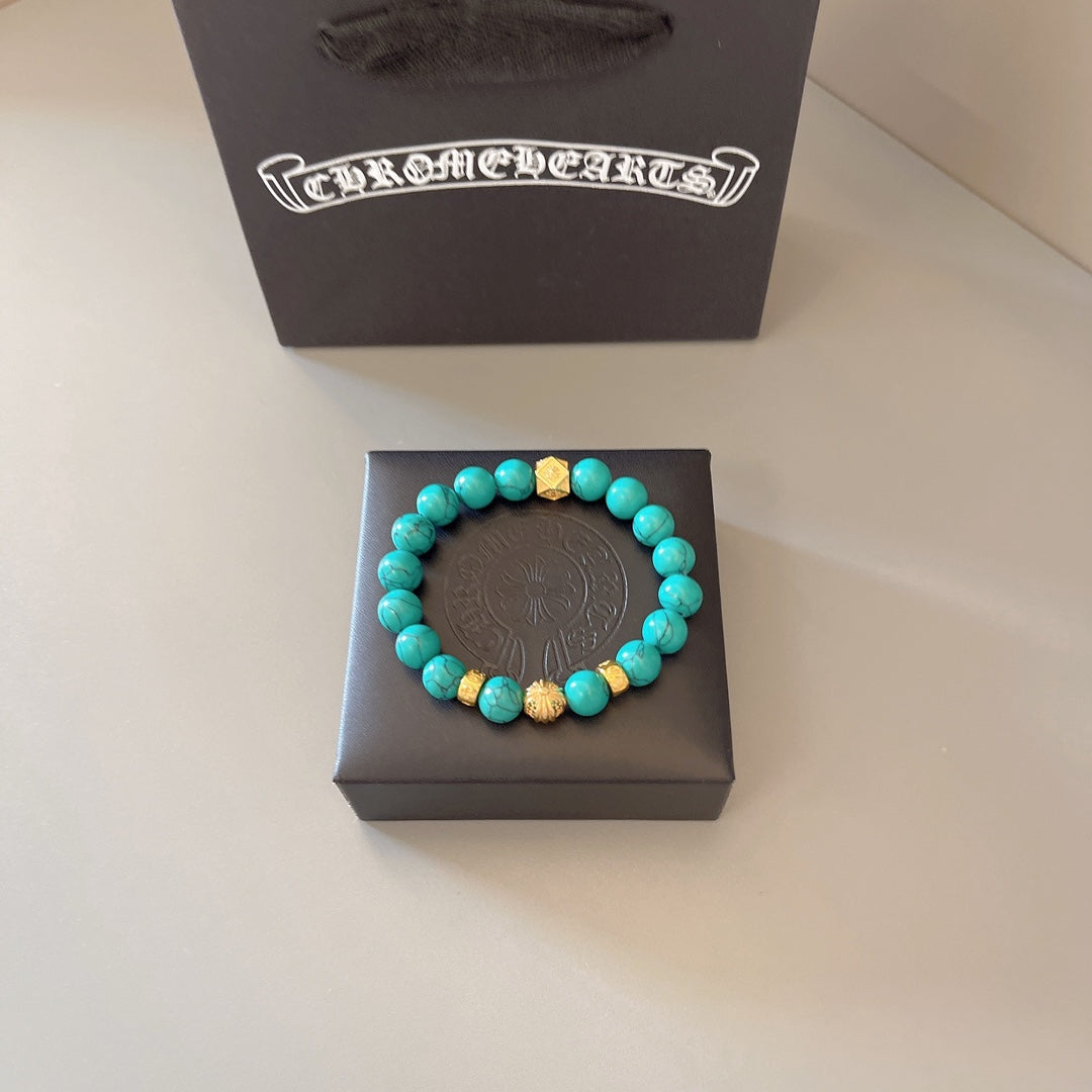 Martin Graham beaded bracelet in polished metal-tone – front product view