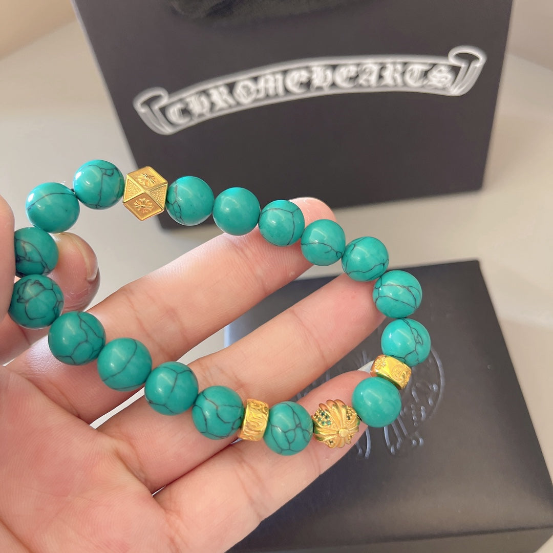 Martin Graham beaded bracelet in polished metal-tone – styled product view