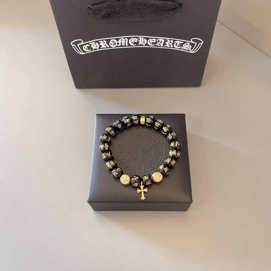 Martin Graham beaded bracelet in polished metal-tone – front product view