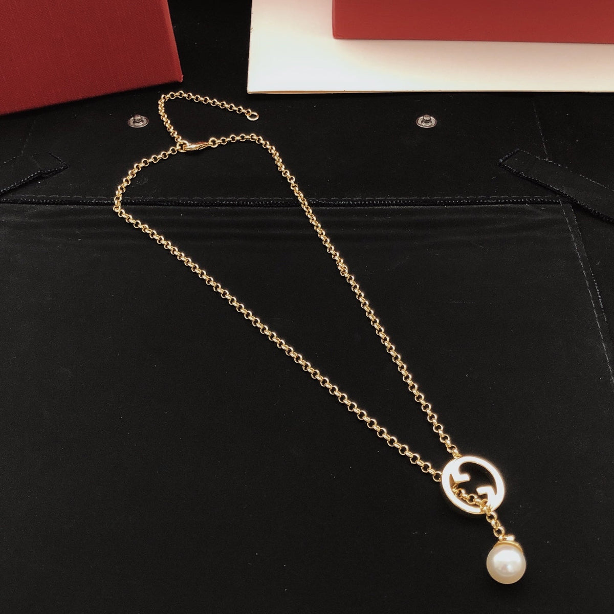 Martin Graham pendant necklace in polished metal-tone – front product view