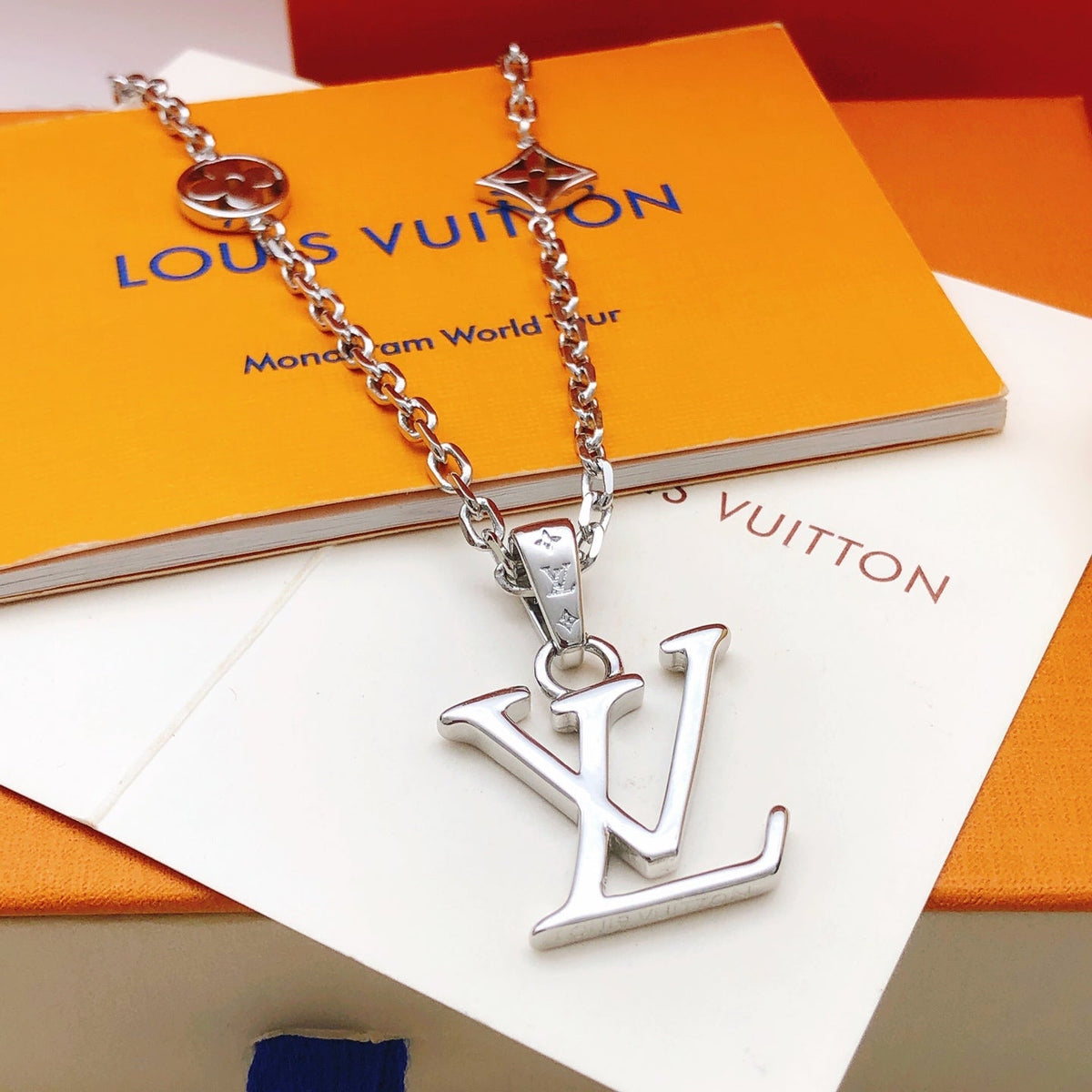 Martin Graham pendant necklace in polished metal-tone – front product view