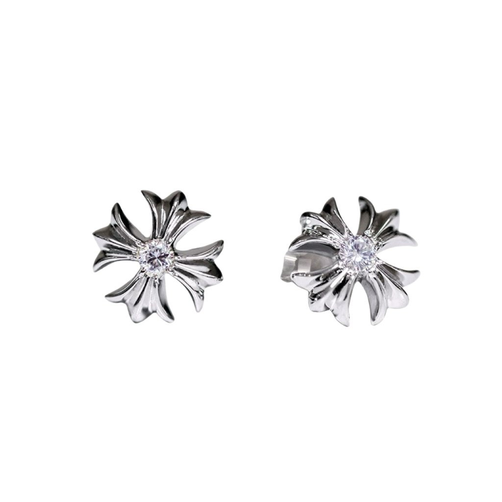 Martin Graham stud earrings in polished metal-tone – front product view