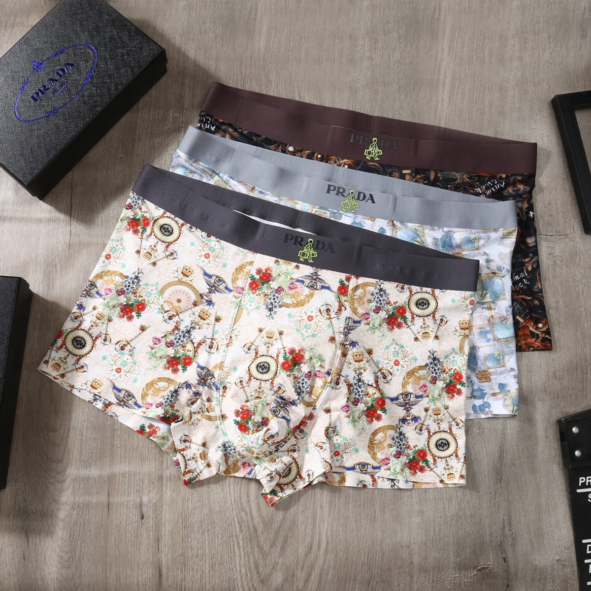 Prada Ice-Silk Men's Boxer Briefs - 3-Piece Box
