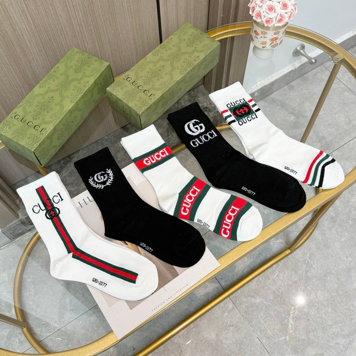 Gucci Cotton Crew Socks - 5-Pair Pack