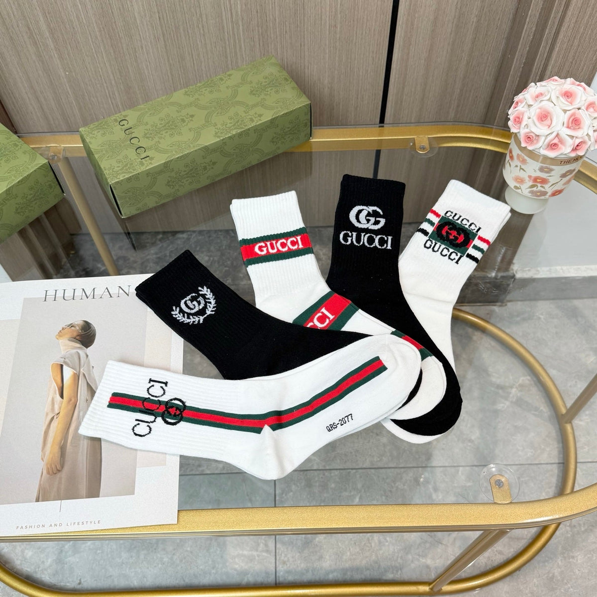 Gucci Cotton Crew Socks - 5-Pair Pack