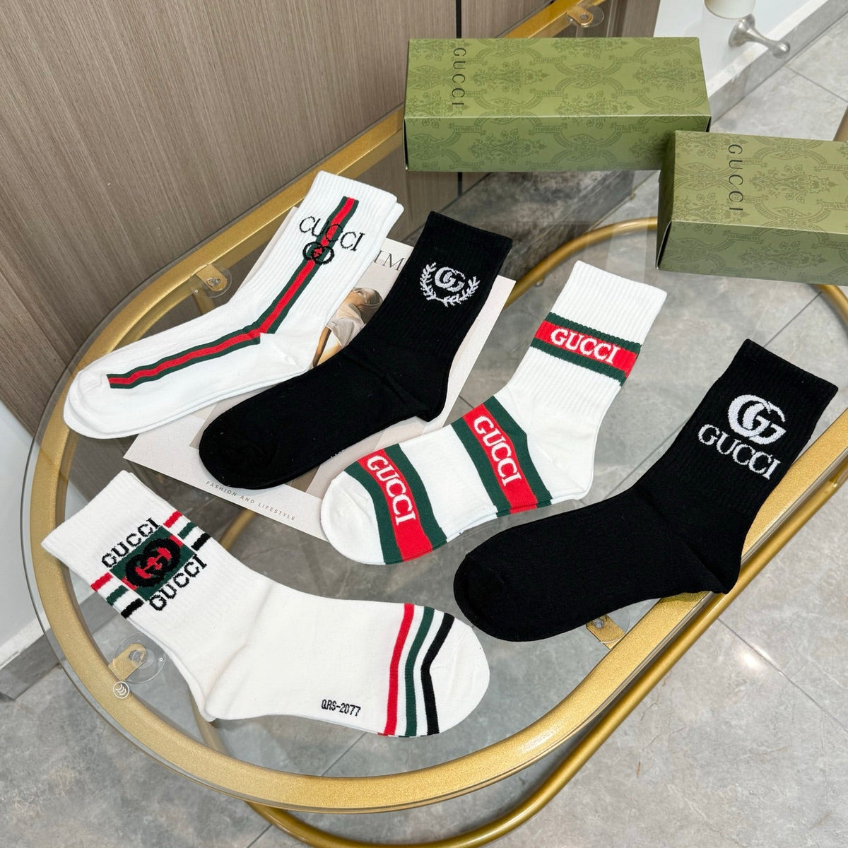 Gucci Cotton Crew Socks - 5-Pair Pack