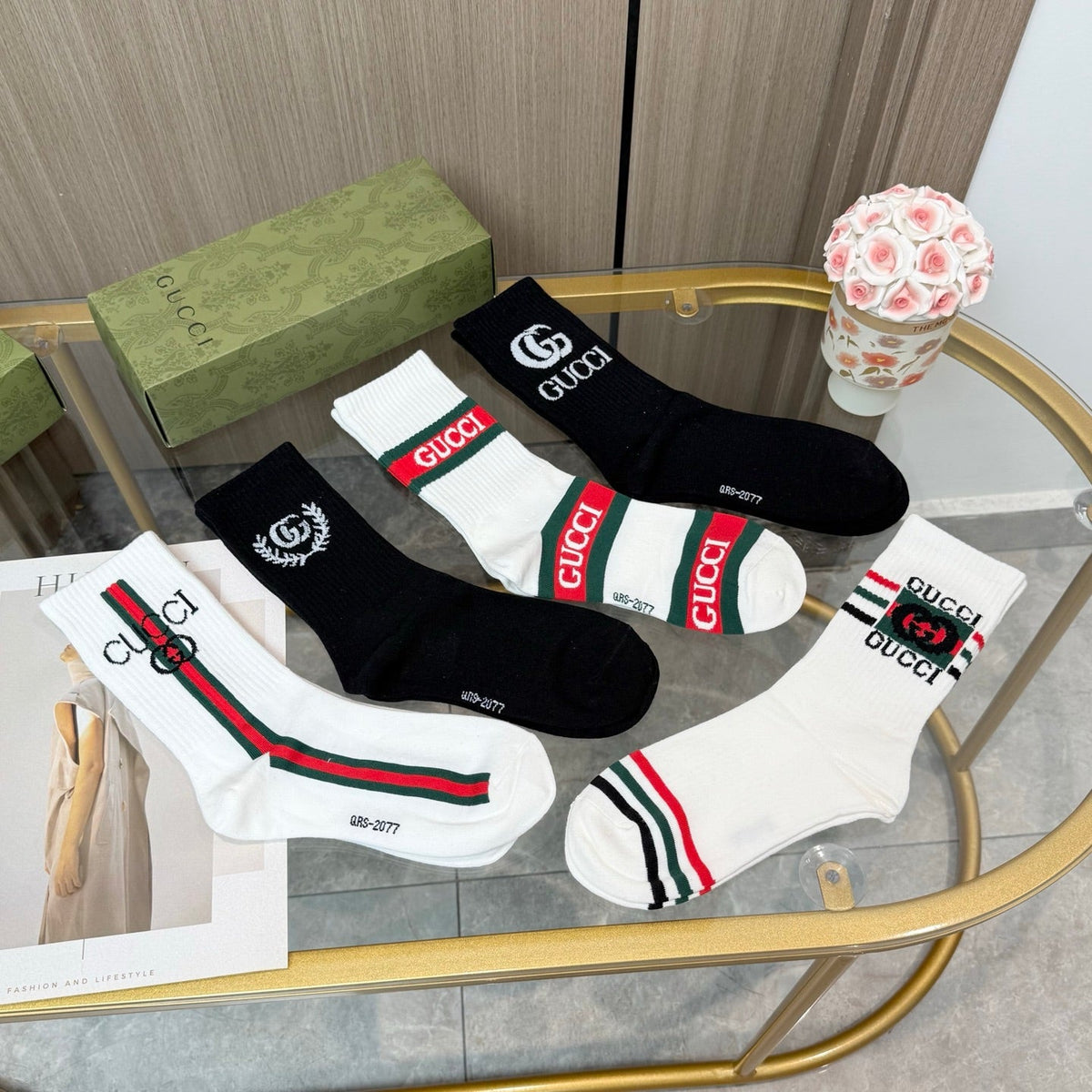 Gucci Cotton Crew Socks - 5-Pair Pack