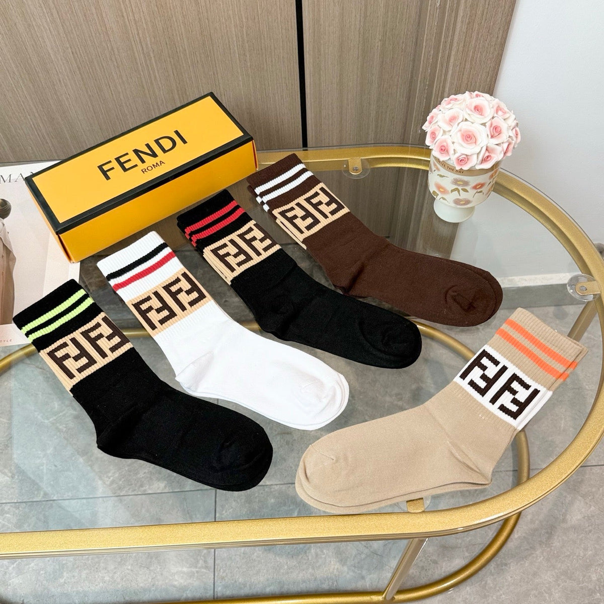 Fendi Cotton Short Socks - 5-Pair Pack