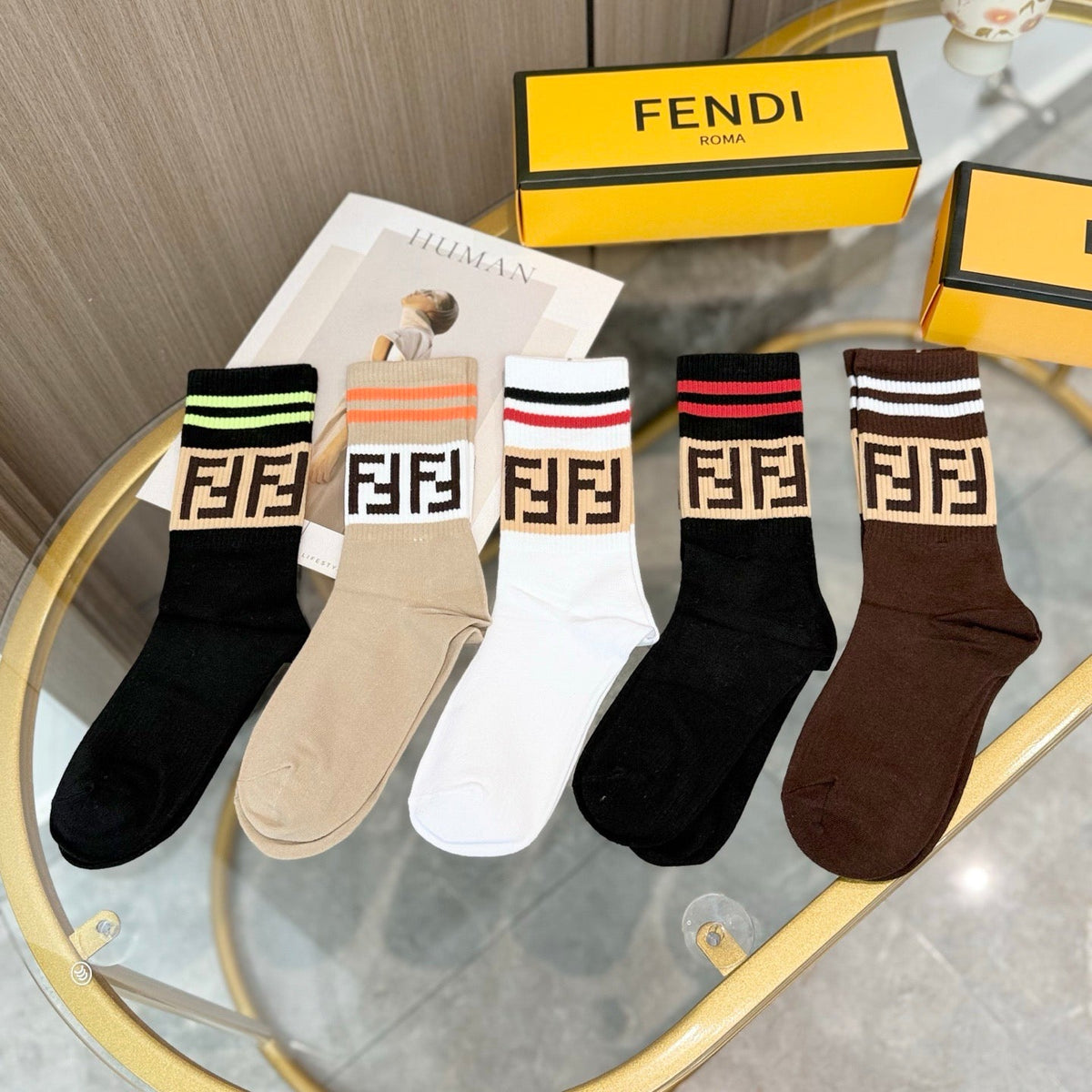 Fendi Cotton Short Socks - 5-Pair Pack