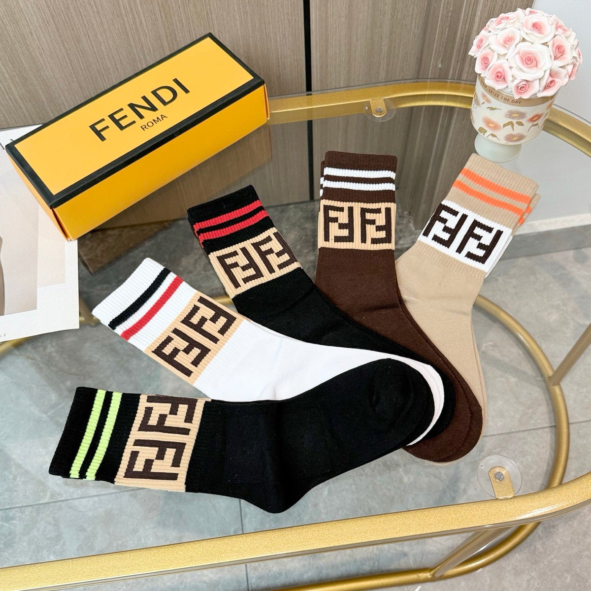 Fendi Cotton Short Socks - 5-Pair Pack