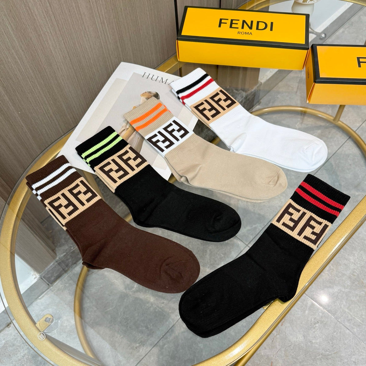 Fendi Cotton Short Socks - 5-Pair Pack