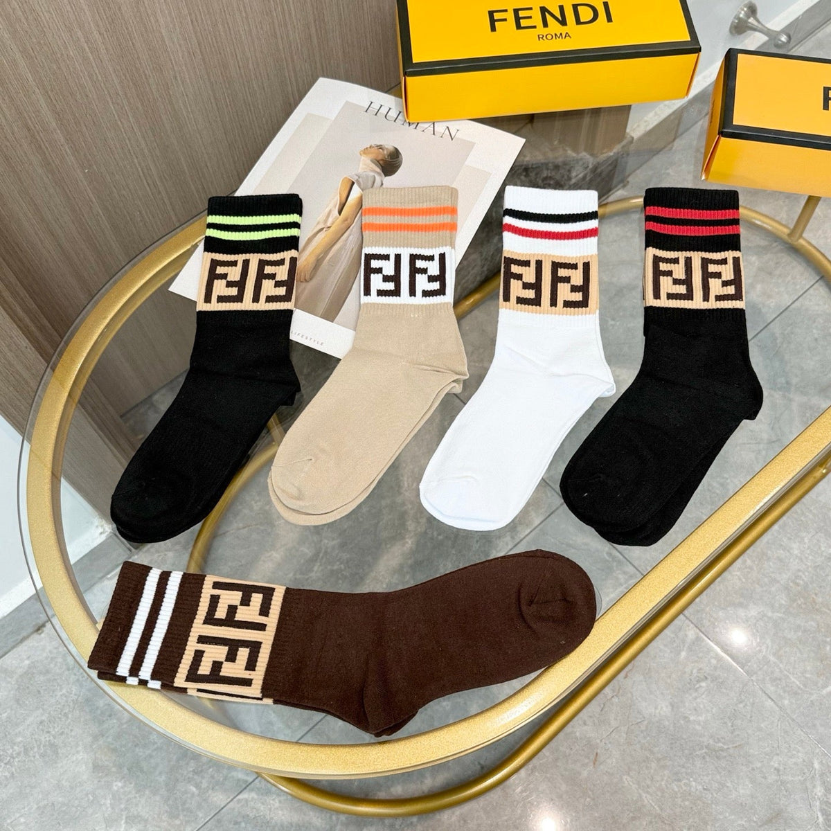 Fendi Cotton Short Socks - 5-Pair Pack