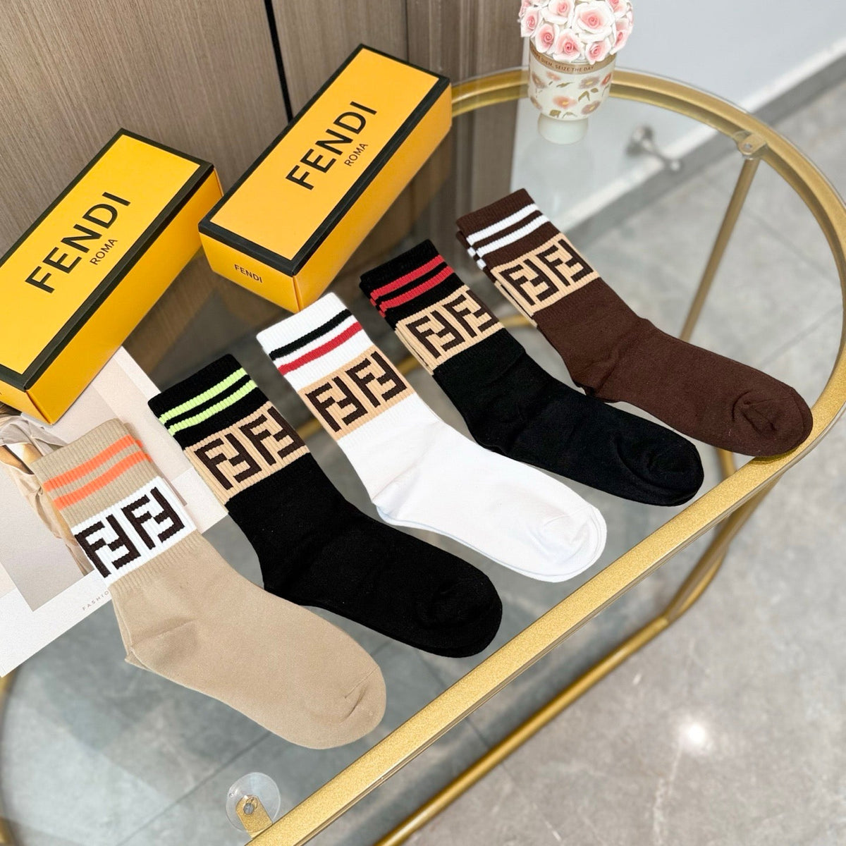 Fendi Cotton Short Socks - 5-Pair Pack