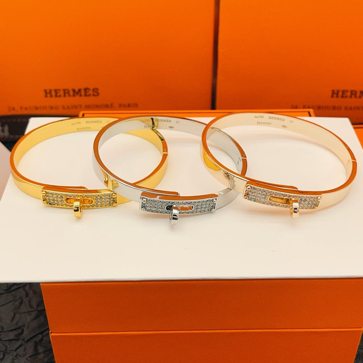 Martin Graham bangle in polished metal-tone – styled product view