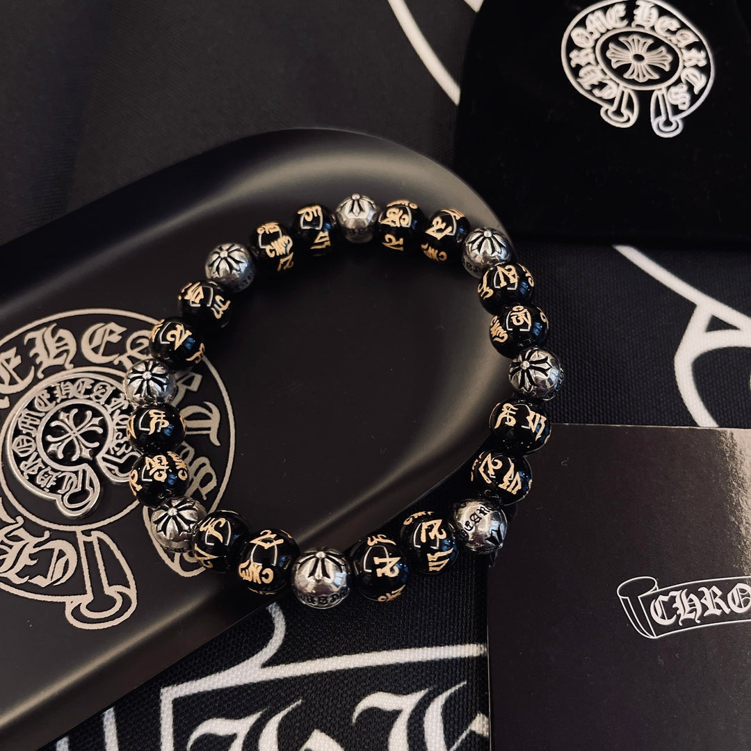 Martin Graham beaded bracelet in polished metal-tone – detail view
