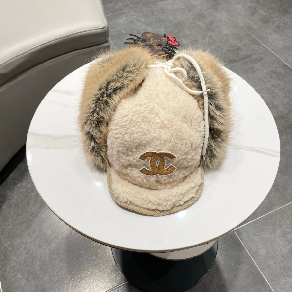 Chanel Plush Earflap Hat - image 3