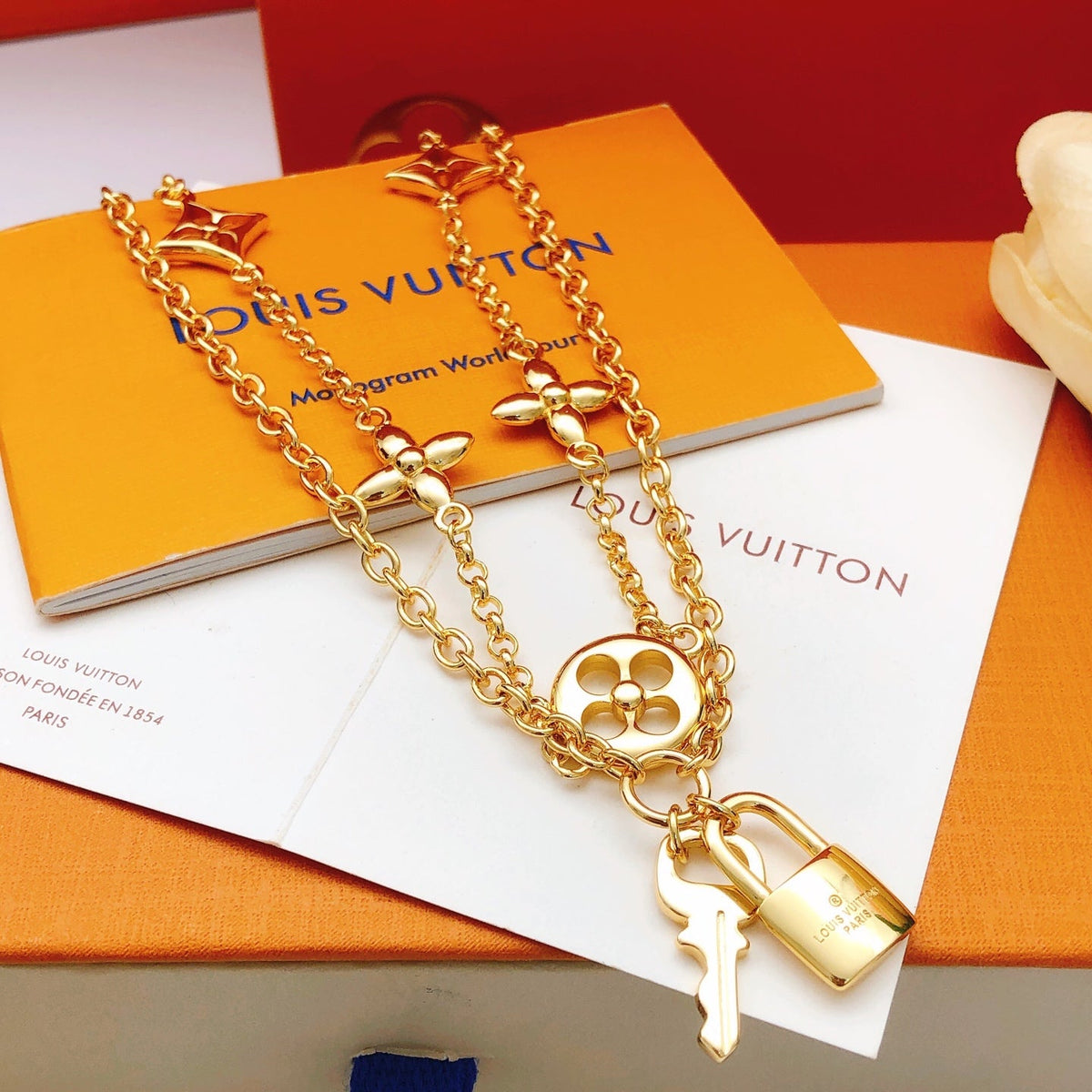 Martin Graham pendant necklace in polished metal-tone – front product view