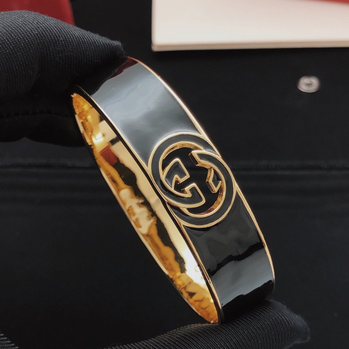 Martin Graham bangle in polished metal-tone – front product view