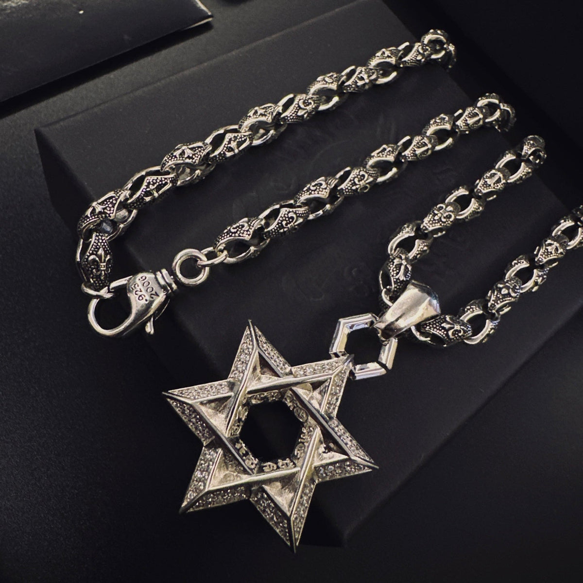 Martin Graham pendant necklace in polished metal-tone – front product view
