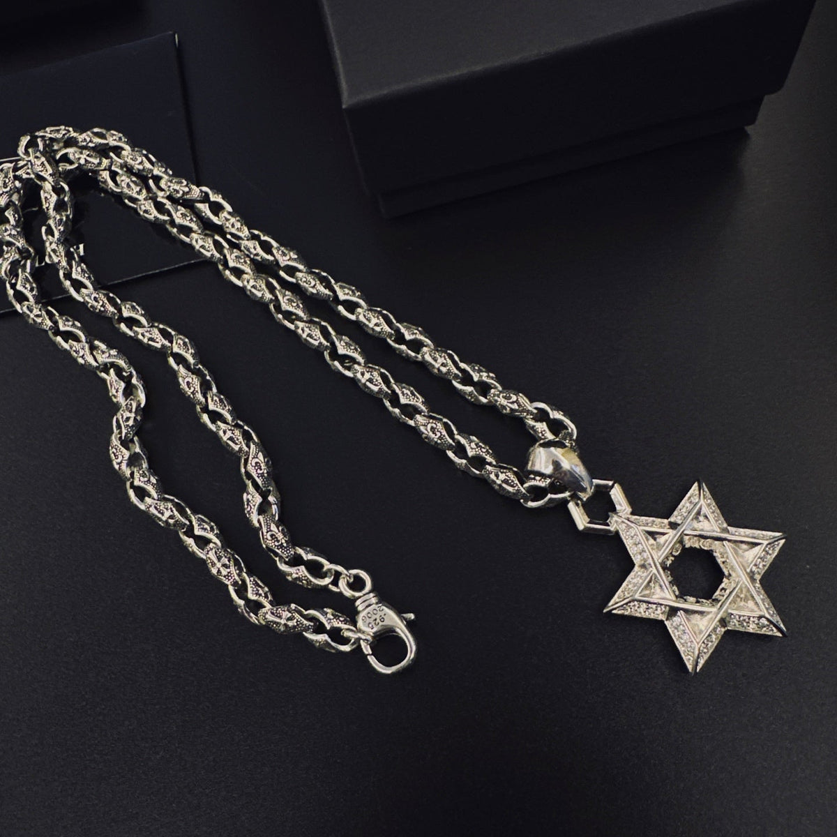 Martin Graham pendant necklace in polished metal-tone – styled product view