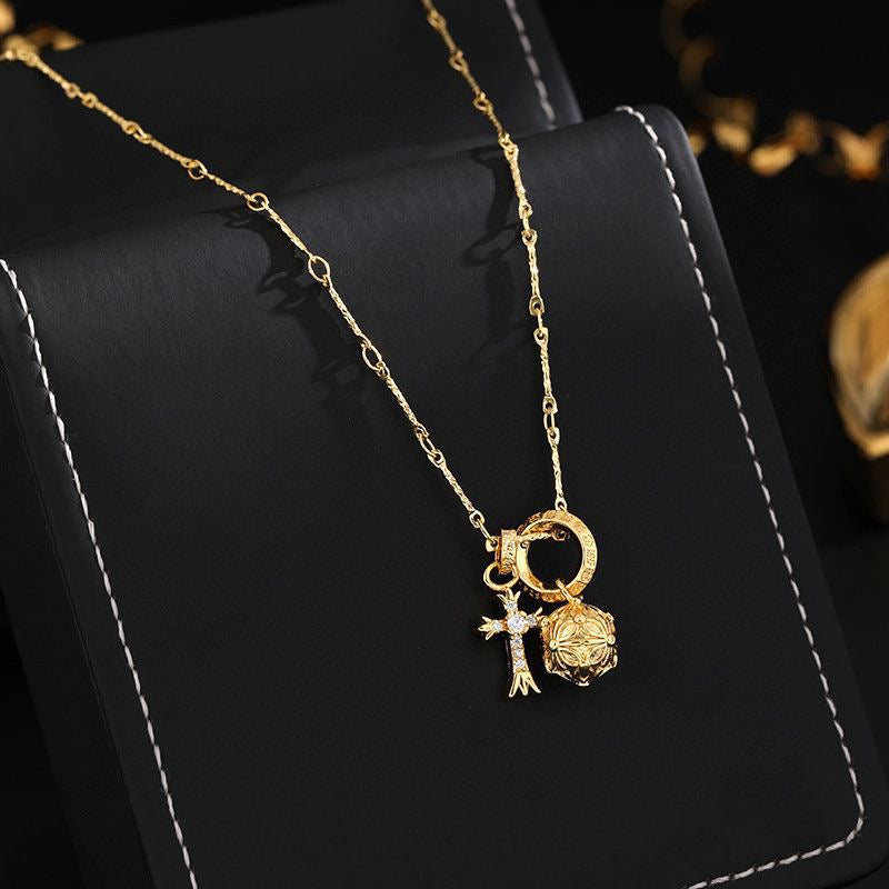 Martin Graham pendant necklace in polished metal-tone – front product view