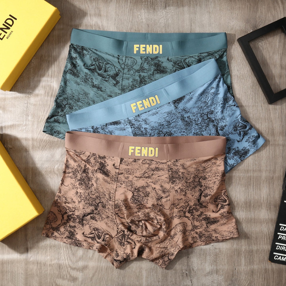 Fendi Logo Details Men's Boxer Briefs - 3-Piece Box