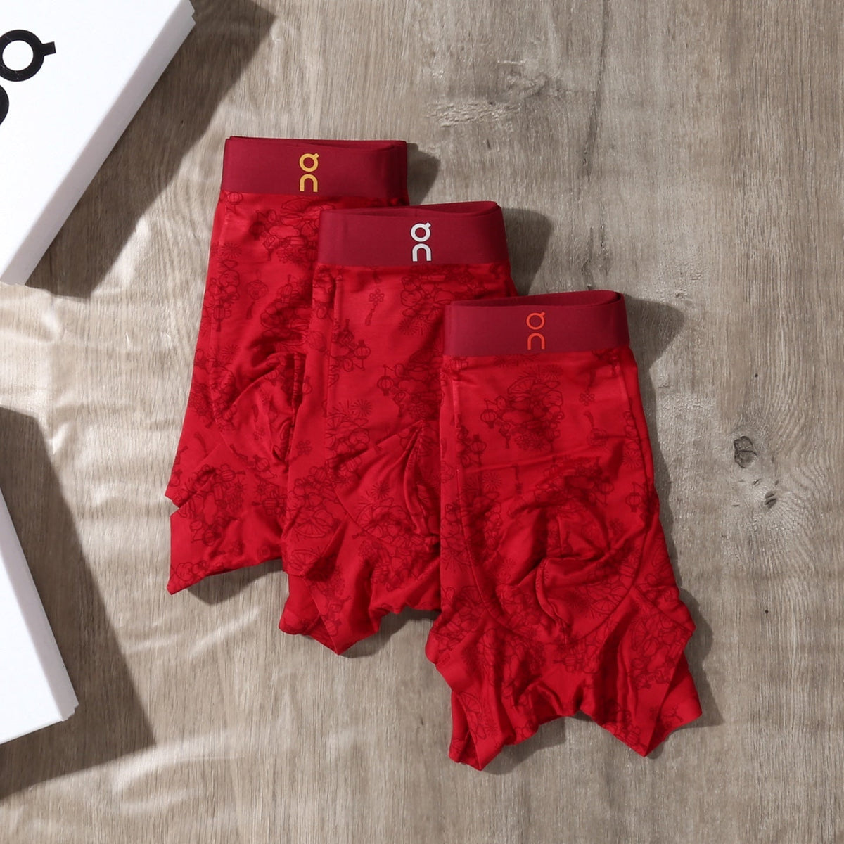 On Tonal Red Boxer Briefs 3-Piece Box Collection Essentials