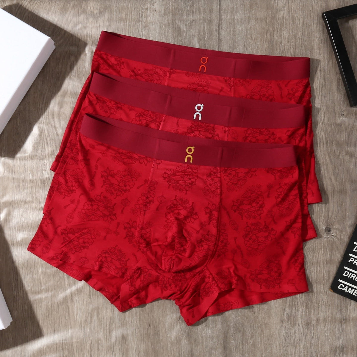 On Tonal Red Boxer Briefs 3-Piece Box Collection Essentials