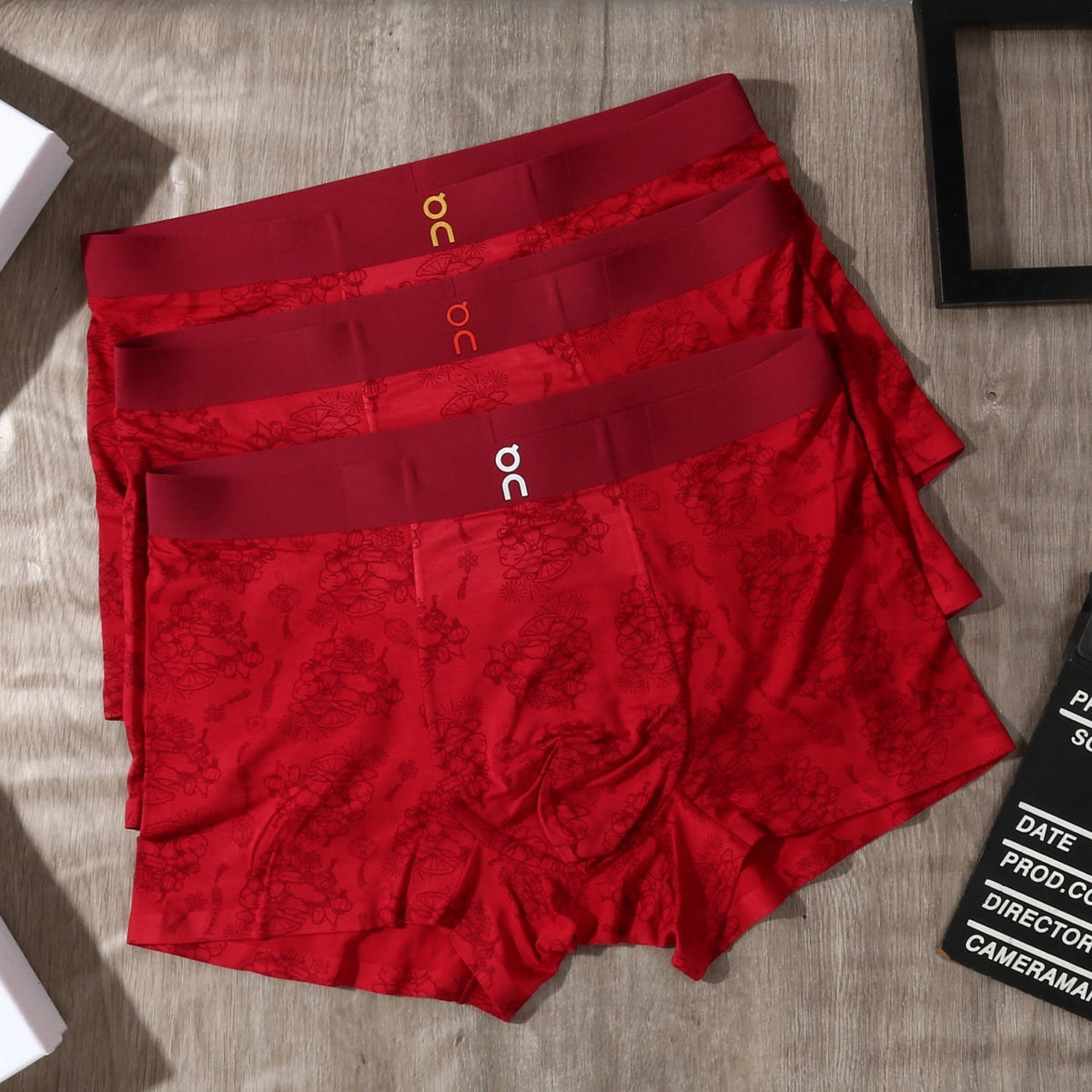 On Tonal Red Boxer Briefs 3-Piece Box Collection Essentials