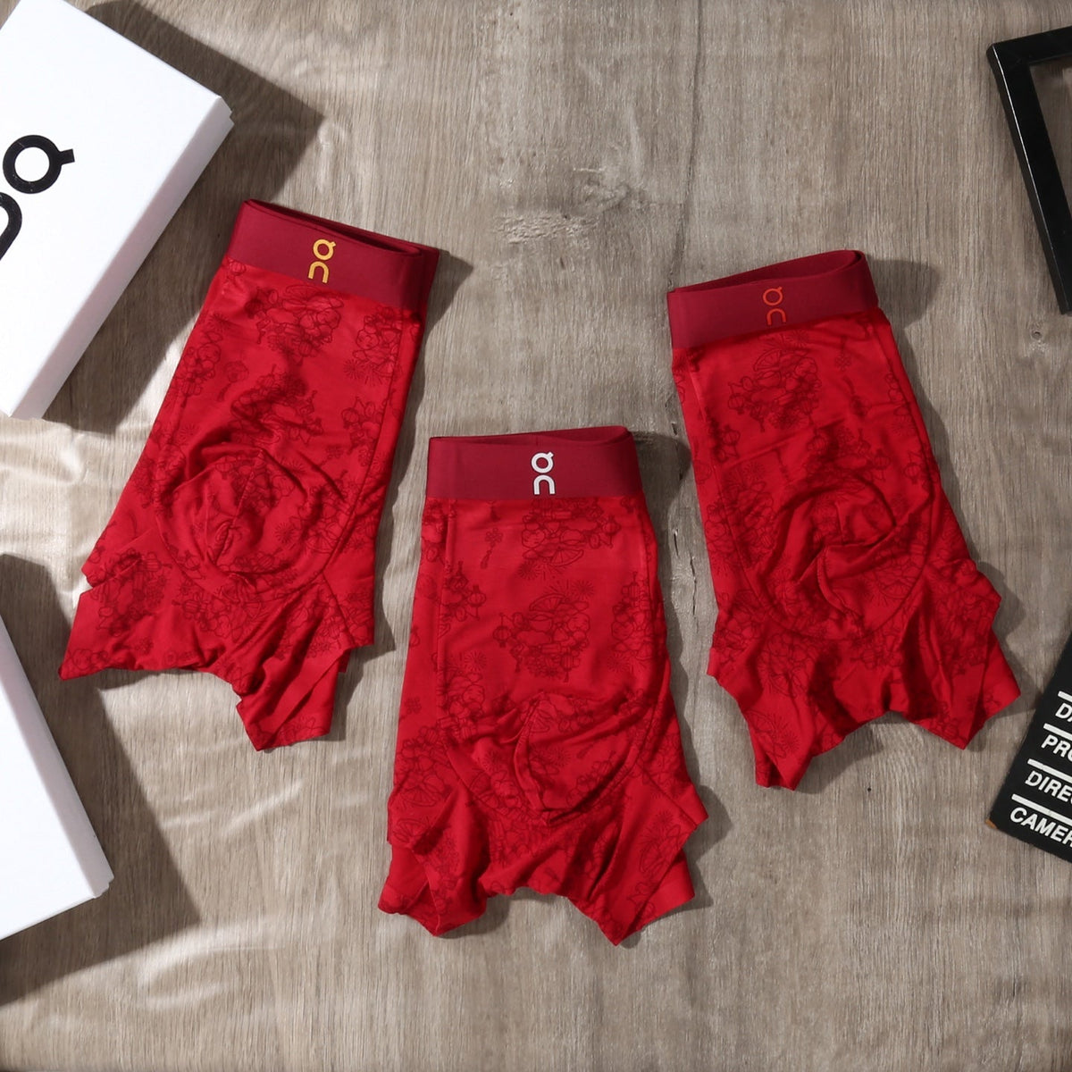 On Tonal Red Boxer Briefs 3-Piece Box Collection Essentials